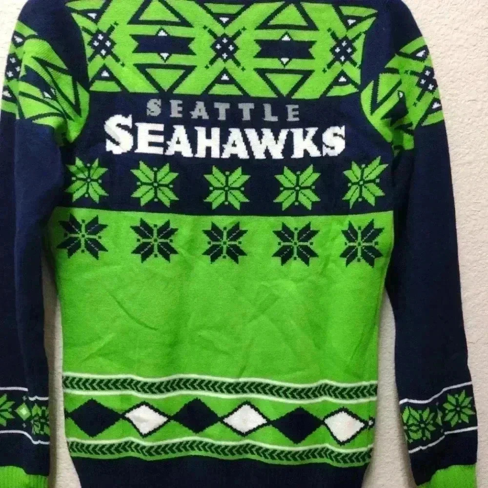 Seattle Seahawks‎ Ugly Christmas Sweater NFL Team Apparel Men's Size Small - Picture 2 of 5